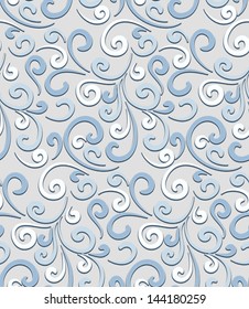 Abstract swirls, floral seamless pattern, vector illustration