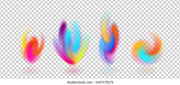 Abstract swirls flowers vector logo. Isolated on transparent. Vibrant watercolor design