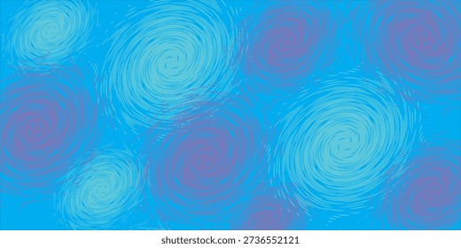 Abstract Swirls of Light Blue and Pink on a Bright Blue Background