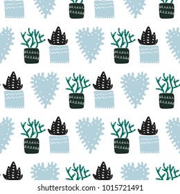 abstract swirls seamless pattern background with hand drawn curl elements in blue