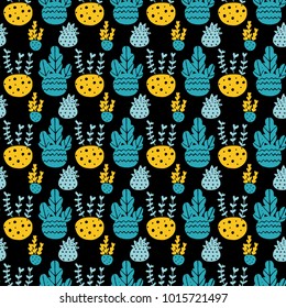 abstract swirls seamless pattern background with hand drawn curl elements in blue