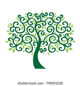 abstract swirls tree, logo icon