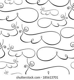 Abstract swirls, waves, curls. Seamless texture in black and white