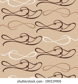 Abstract swirls, waves, curls. Seamless pastel texture in black and white