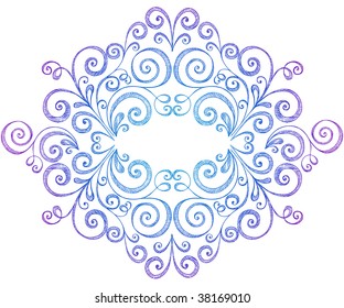 Abstract Swirly Border Hand-Drawn Sketchy Notebook Doodles Vector Illustration