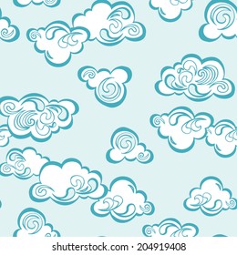 Abstract, Swirly Clouds Seamless Background