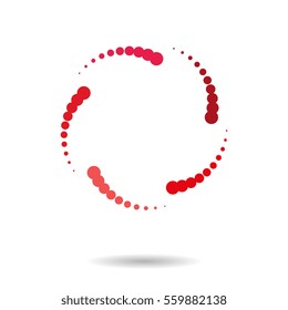 Abstract swirly dotted illustration.Business logo design. Red figure on white background. Five water drops business concept
