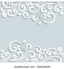 Abstract swirly frame, ornamental vector background with border paper scrolls, eps10