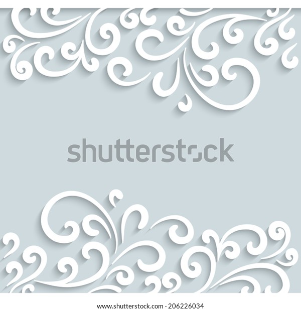 Abstract swirly frame, ornamental vector\
background with border paper scrolls,\
eps10