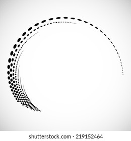 Abstract swirly illustration with halftone dots. Logo design. Modern icon. Vector design.