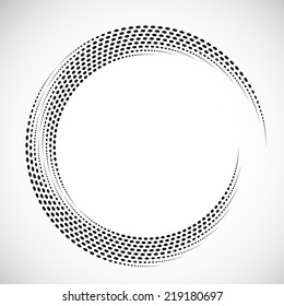 Abstract swirly illustration with halftone dots. Logo design. Modern icon. Vector design.