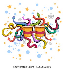 Abstract swirly musical background with Bongo Drum music instrument in vector