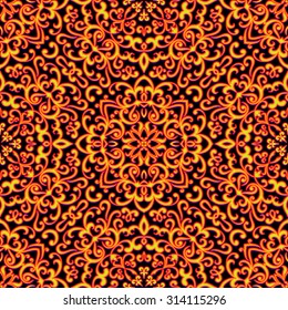 Abstract swirly ornament, vector seamless pattern