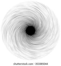 Abstract swirly shape. Black and white illustration.