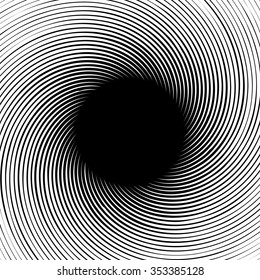 Abstract swirly shape. Black and white illustration.
