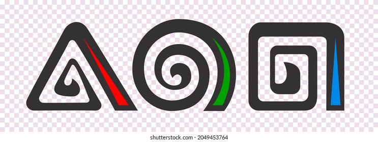 Abstract swirly spiral shapes set. Loop or scroll sign