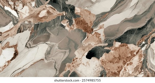 Abstract swirly texture. Fantasy fractal background. 3D rendering. Shellfish, stone, pearl. Grey, brown, black, white and beige