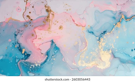 Abstract swirly texture. Fantasy fractal background. 3D rendering. Shellfish, stone, pearl. Beige, white, pink, blue and gold