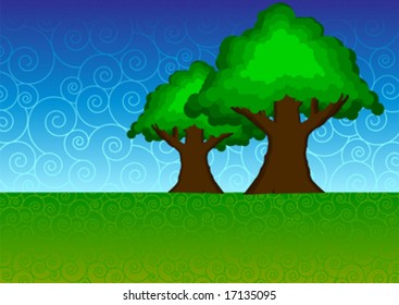 Abstract Swirly Tree: Vector Illustration