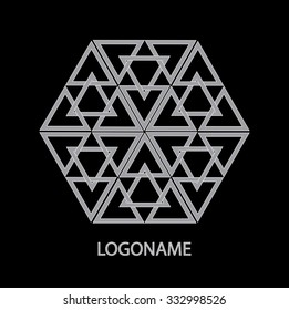 Abstract swirly triangles illustration logo design.
