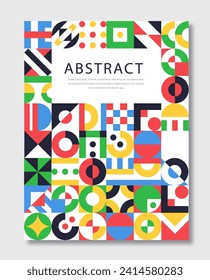 Afiche de resumen suizo. Creatividad minimalista y arte. Volante y folleto. Plantilla y diseño. Estilo boho y bauhaus. Dibujo vectorial plano de dibujos animados aislado en fondo blanco