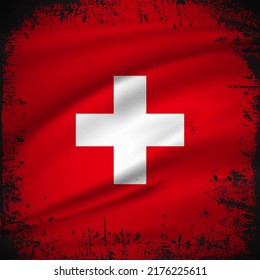 Abstract Switzerland flag background with grunge stroke style. Switzerland Independence Day design.