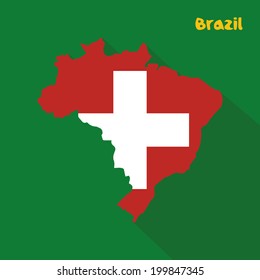 Abstract Switzerland flag on abstract brazil map