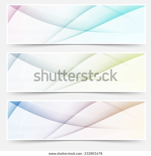 Abstract swoosh line header web\
footer set - colorful wave swoosh element. Vector\
illustration