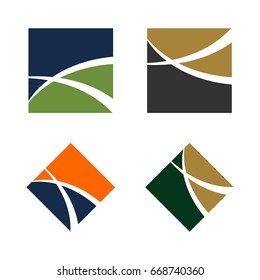Abstract Swoosh Line in Square Logo Template for Finance Illustration Design. Vector EPS 10.