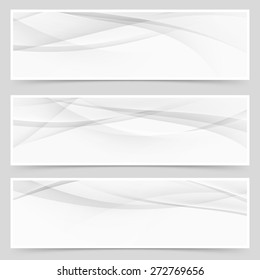 Abstract Swoosh Modern Wave Layout Card Set Web Header Footer Design Or Flyer Collection. Vector Illustration