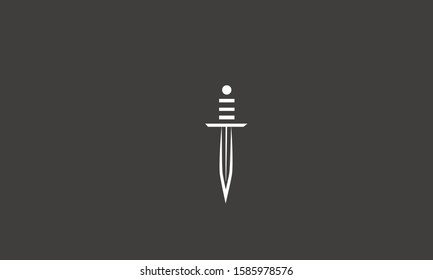 Abstract sword icon with letter E as a handle 