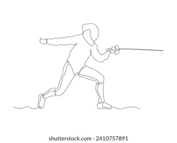 Abstract swordsman, sword fencing, sports ,continuous one line art hand drawing sketch