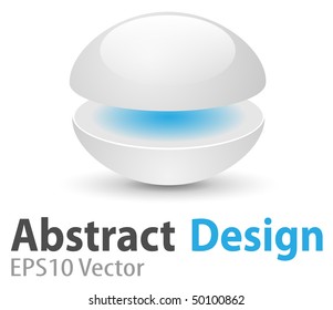 Símbolo abstracto, 3d esfera brillante azul y blanco.