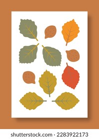 Abstract symbol of beech leaves and fruits in pastel colors. Beech, leaves, plant and more. Isolated collection of beech for social media, mobile concept, posters and web design. Vector illustration.