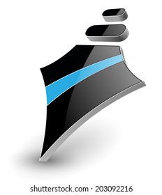 Abstract symbol black and blue icon, vector design.