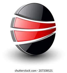 Abstract symbol black and red icon, vector design.