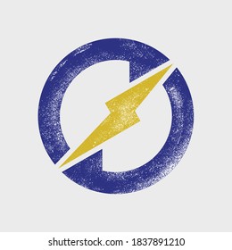 Abstract symbol for breaking the conventional cycle. A new revolution, break away from unworkable conventions/processes, intervention, cycle breakers in self-help therapy. Vector graphic with texture.