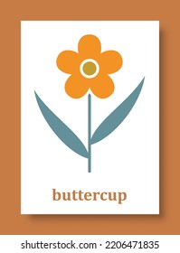 Abstraktes Symbol der Schmetterlingsblume. Einfach minimaler Stil von Buttercup Blättern und Zweig mit Blättern für soziale Medien, Karten, mobile Konzepte, Business, Poster und Web-Design. Vektorgrafik.