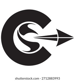 Símbolo abstrato combinando o C inicial e a seta progressiva