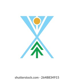 Abstract Symbol Combining Nature Elements and Geometric Shapes in Minimalist Design.