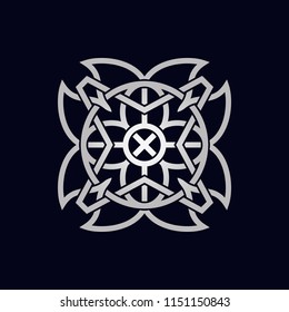 Abstract symbol in different styles: ancient, alien, alchemy, religious, spiritual, sacred, magic, mystic, meditation, philosophy. Interlacing of Geometric shapes. Vector illustration.