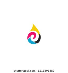 Abstract symbol of the E letter with ink print style for brand or identity