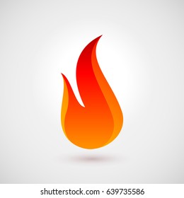 Abstract Symbol of Fire Flames. Icon Illustration Over Gray Background