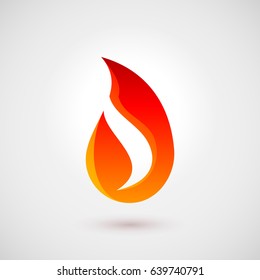 Abstract Symbol of Fire Flames. Illustration Over Gray Background for Design