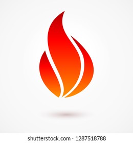 Abstract Symbol of Fire flames. Logo Design Template with Shadow Effect. Simple Illustration Pictogram