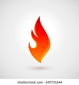 Abstract Symbol of Fire Flames Over Gray Background
