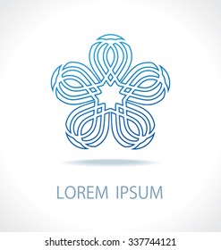 Abstract symbol. Geometric logo design template, blue crystal shape, lines.