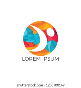 Abstract symbol happy human logo design. Sport fitness medical or health care center logo design concept.