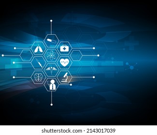 Símbolo abstracto modelo de atención de la salud e innovación médica e ilustración conceptual