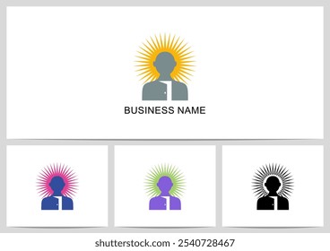 Abstractas símbolo humano brillante con diseño de logotipo de puerta abierta